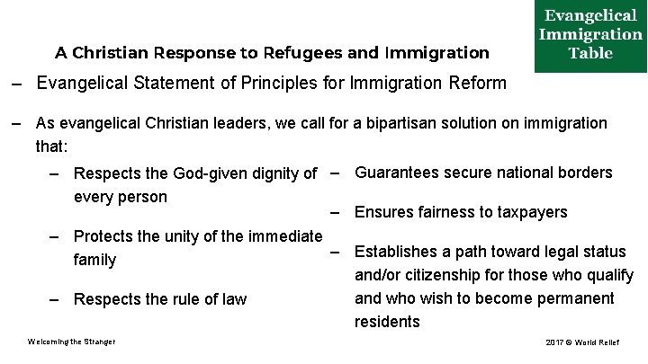 A Christian Response to Refugees and Immigration – Evangelical Statement of Principles for Immigration