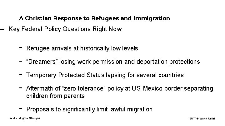 A Christian Response to Refugees and Immigration – Key Federal Policy Questions Right Now