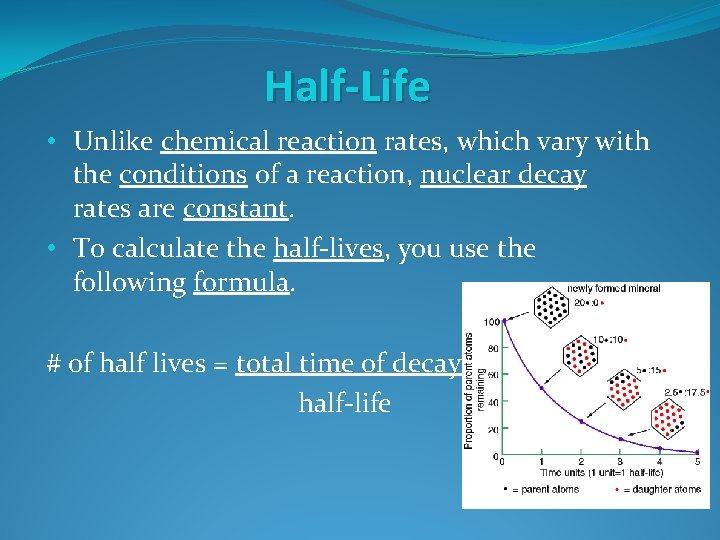 Half-Life • Unlike chemical reaction rates, which vary with the conditions of a reaction,