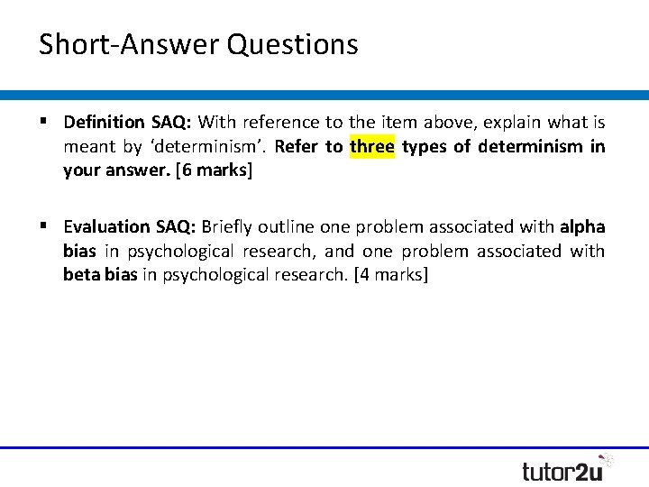 Short-Answer Questions Definition SAQ: With reference to the item above, explain what is meant