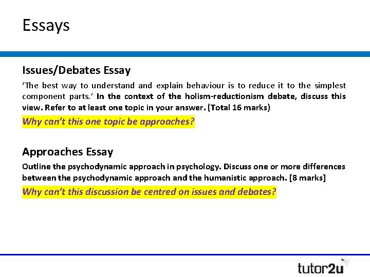 Essays Issues/Debates Essay ‘The best way to understand explain behaviour is to reduce it