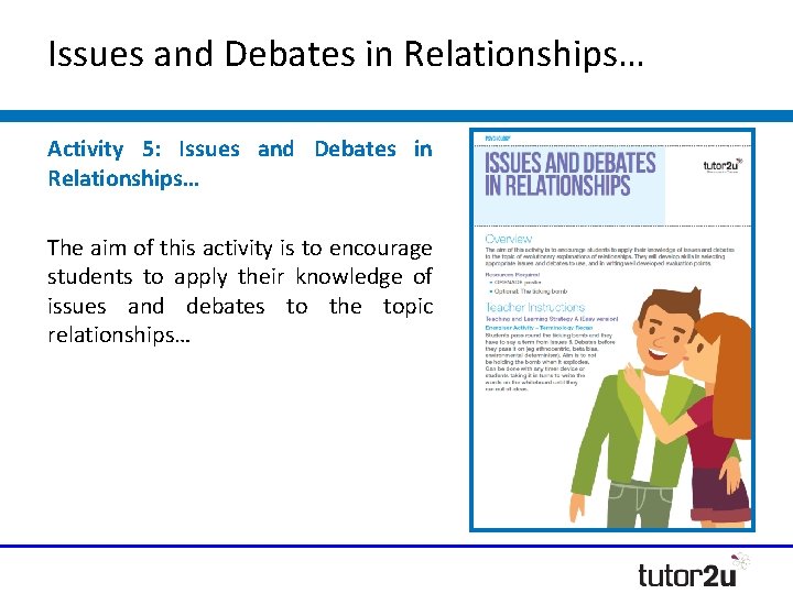 Issues and Debates in Relationships… Activity 5: Issues and Debates in Relationships… The aim