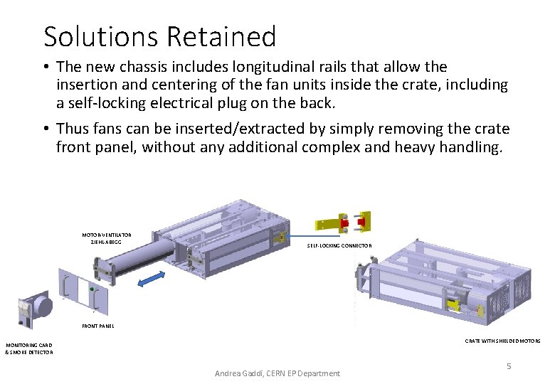 Solutions Retained • The new chassis includes longitudinal rails that allow the insertion and