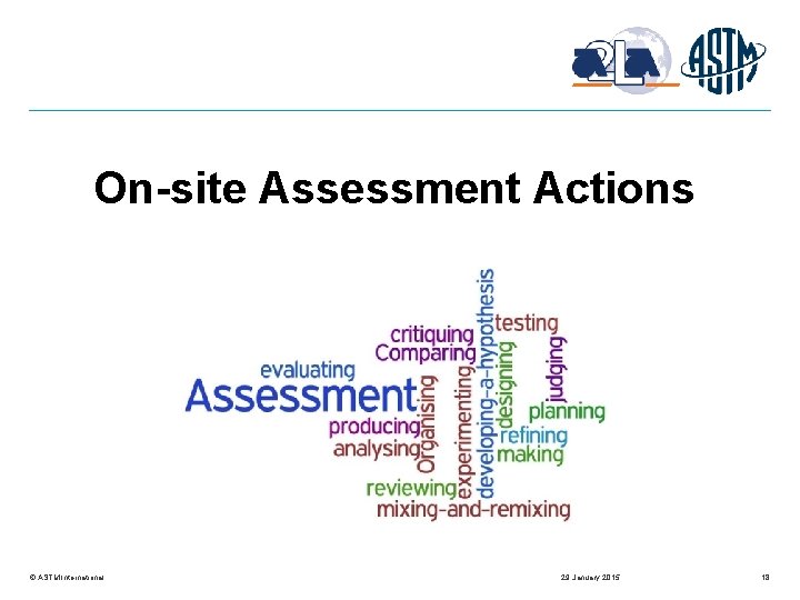 On-site Assessment Actions © ASTM International 29 January 2015 18 