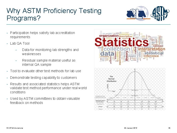 Why ASTM Proficiency Testing Programs? − Participation helps satisfy lab accreditation requirements − Lab