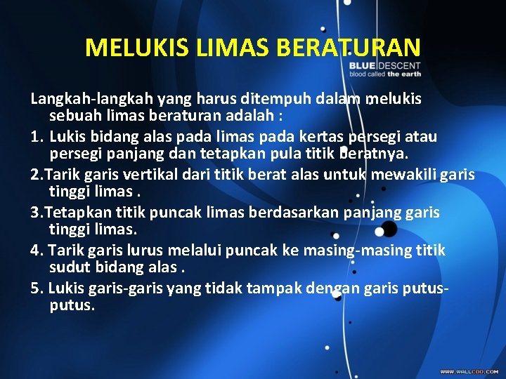 MELUKIS LIMAS BERATURAN Langkah-langkah yang harus ditempuh dalam melukis sebuah limas beraturan adalah :