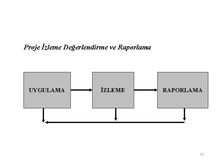 Proje İzleme Değerlendirme ve Raporlama UYGULAMA İZLEME RAPORLAMA 85 