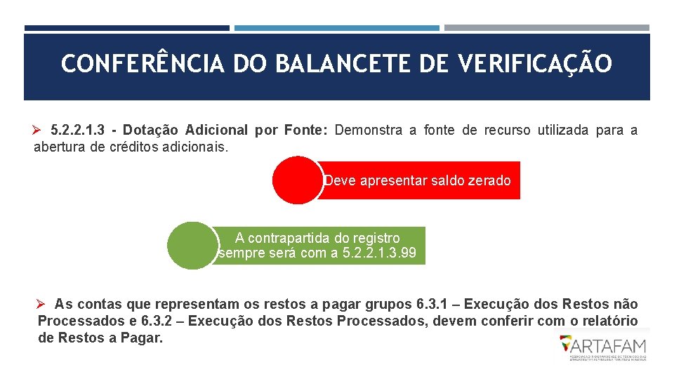 CONFERÊNCIA DO BALANCETE DE VERIFICAÇÃO Ø 5. 2. 2. 1. 3 - Dotação Adicional