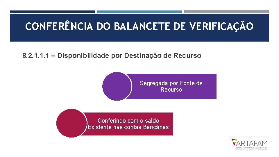 CONFERÊNCIA DO BALANCETE DE VERIFICAÇÃO 8. 2. 1. 1. 1 – Disponibilidade por Destinação