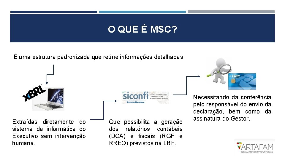 O QUE É MSC? É uma estrutura padronizada que reúne informações detalhadas Extraídas diretamente