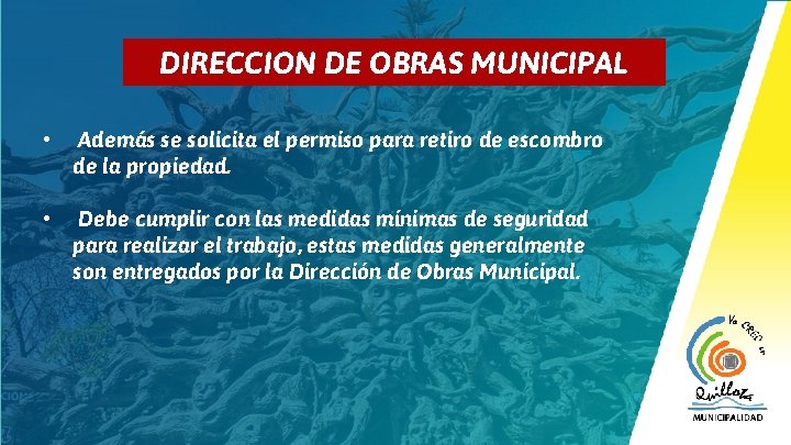 6 DIRECCION DE OBRAS MUNICIPAL • Además se solicita el permiso para retiro de