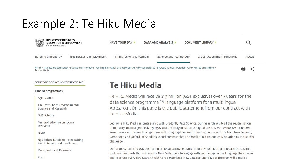 Example 2: Te Hiku Media 