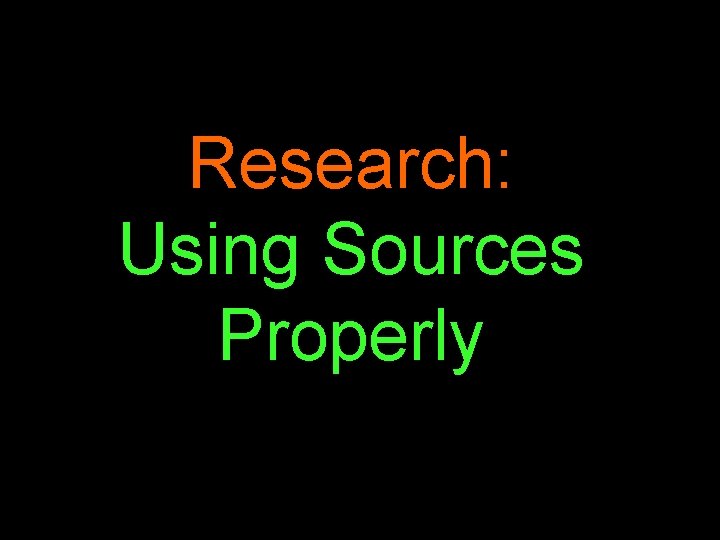 Research: Using Sources Properly 