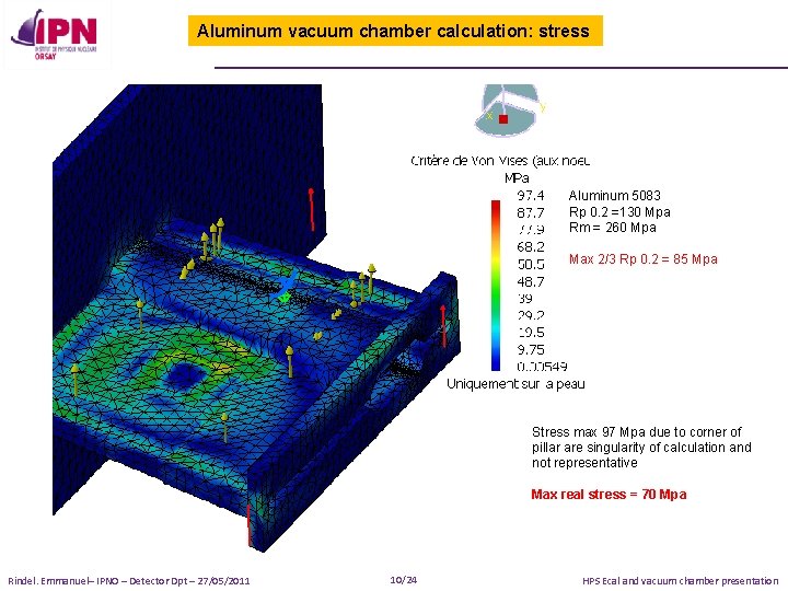 Aluminum vacuum chamber calculation: stress Aluminum 5083 Rp 0. 2 =130 Mpa Rm =