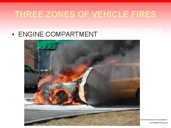 THREE ZONES OF VEHICLE FIRES • ENGINE COMPARTMENT 