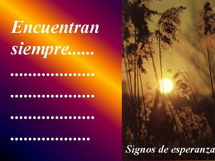 Encuentran siempre. . . . . Signos de esperanza 