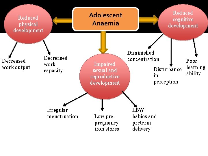 Reduced physical development Decreased work output Reduced cognitive development Adolescent Anaemia Decreased work capacity