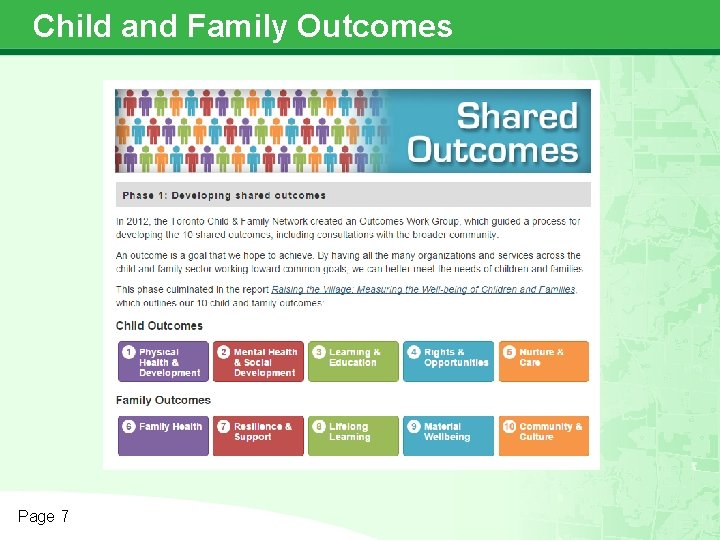 Child and Family Outcomes Page 7 
