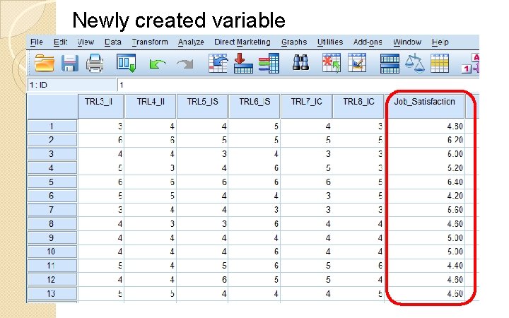 Newly created variable 