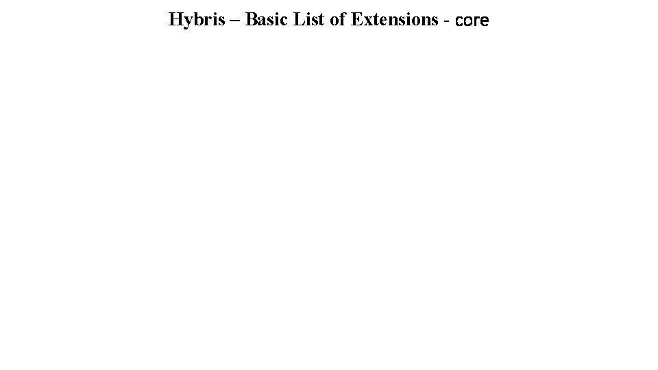 Hybris – Basic List of Extensions - core 