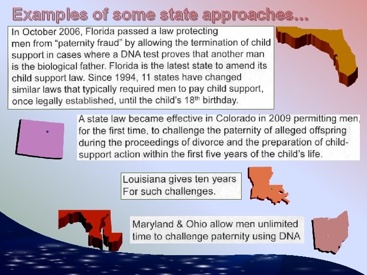 Examples of some state approaches… 