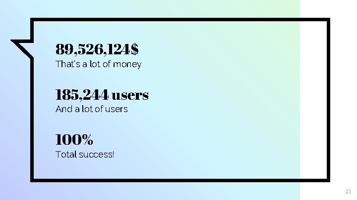 89, 526, 124$ That’s a lot of money 185, 244 users And a lot