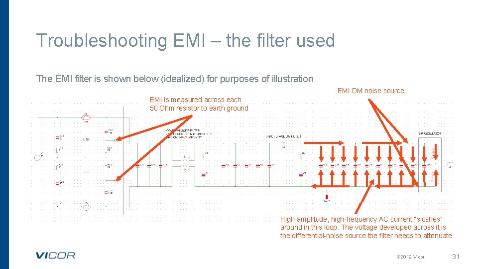 Troubleshooting EMI – the filter used The EMI filter is shown below (idealized) for