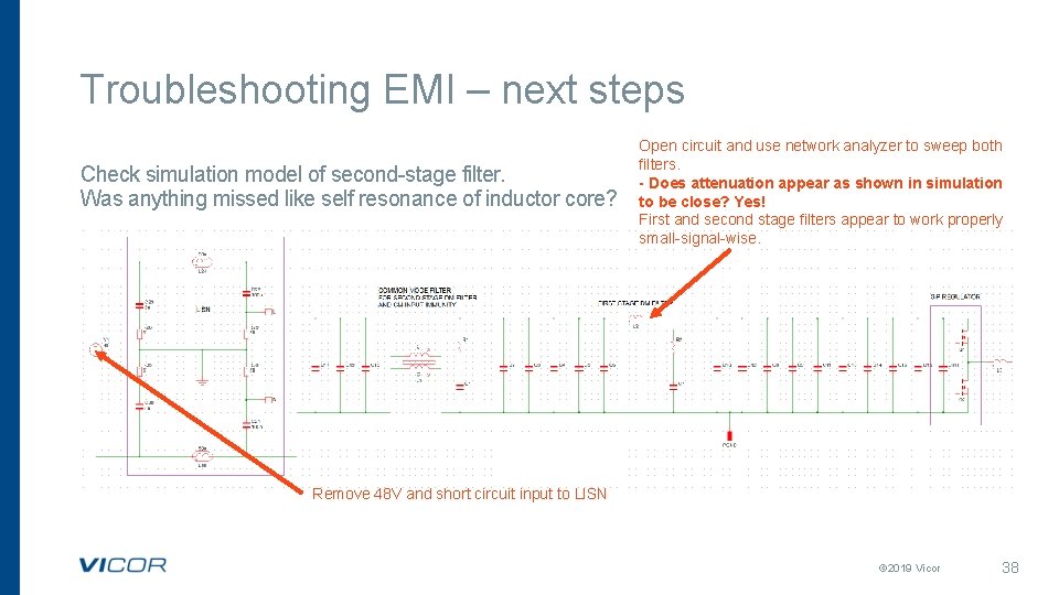 Troubleshooting EMI – next steps Check simulation model of second-stage filter. Was anything missed