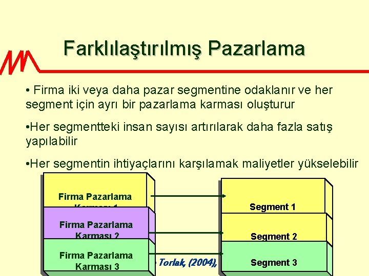 Farklılaştırılmış Pazarlama • Firma iki veya daha pazar segmentine odaklanır ve her segment için