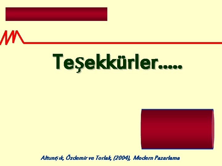 Teşekkürler. . . Altunışık, Özdemir ve Torlak, (2004), Modern Pazarlama 
