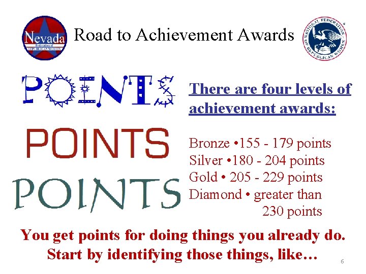 Road to Achievement Awards There are four levels of achievement awards: Bronze • 155