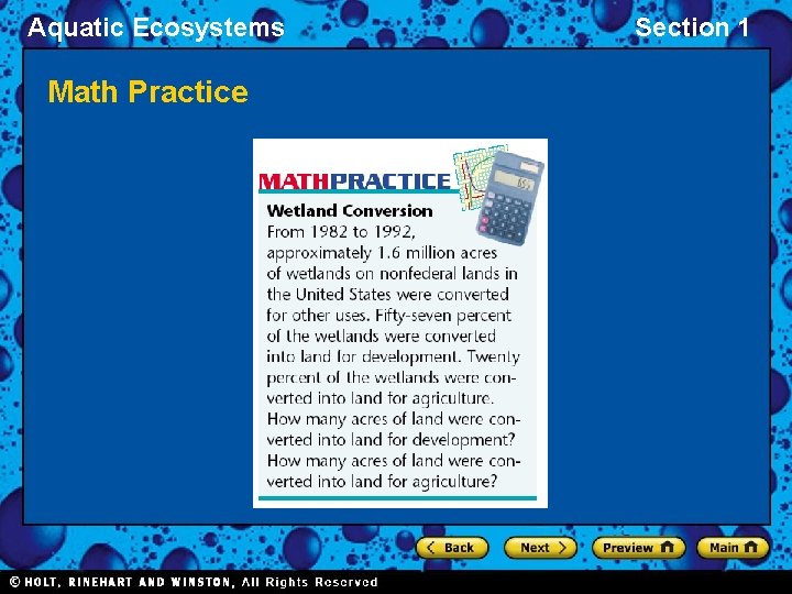 Aquatic Ecosystems Math Practice Section 1 