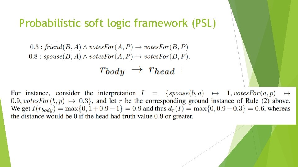 Probabilistic soft logic framework (PSL) 