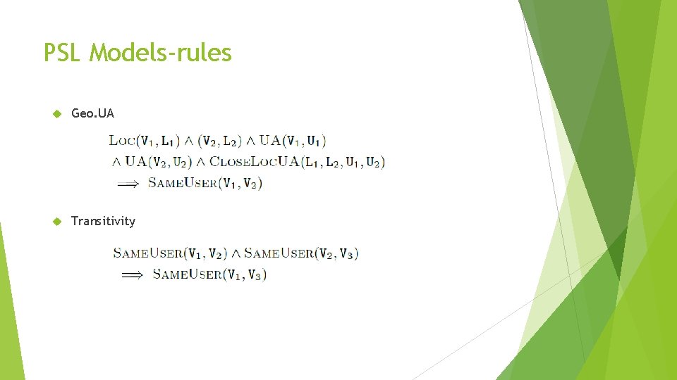PSL Models-rules Geo. UA Transitivity 