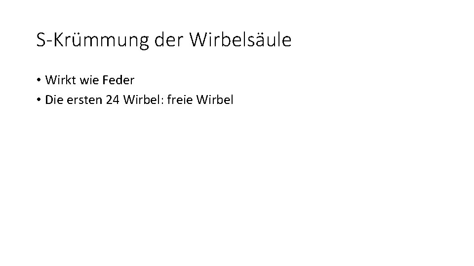 S-Krümmung der Wirbelsäule • Wirkt wie Feder • Die ersten 24 Wirbel: freie Wirbel