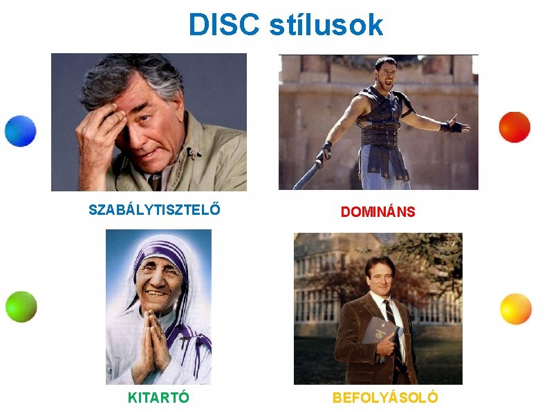 DISC stílusok SZABÁLYTISZTELŐ KITARTÓ DOMINÁNS BEFOLYÁSOLÓ 