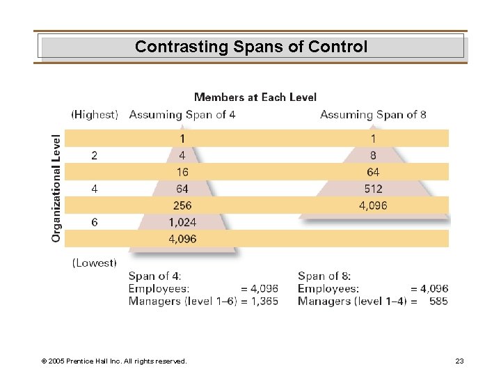 Contrasting Spans of Control © 2005 Prentice Hall Inc. All rights reserved. 23 