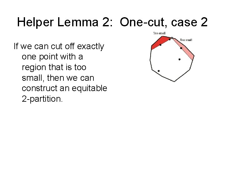 Helper Lemma 2: One-cut, case 2 If we can cut off exactly one point