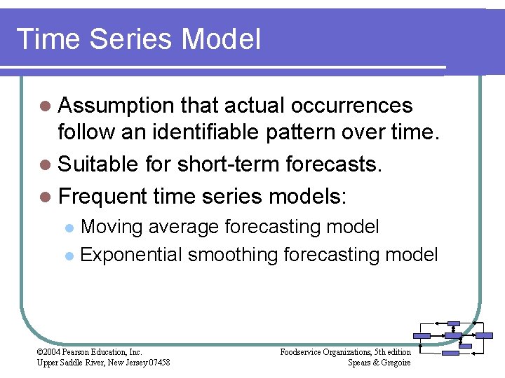 Time Series Model l Assumption that actual occurrences follow an identifiable pattern over time.