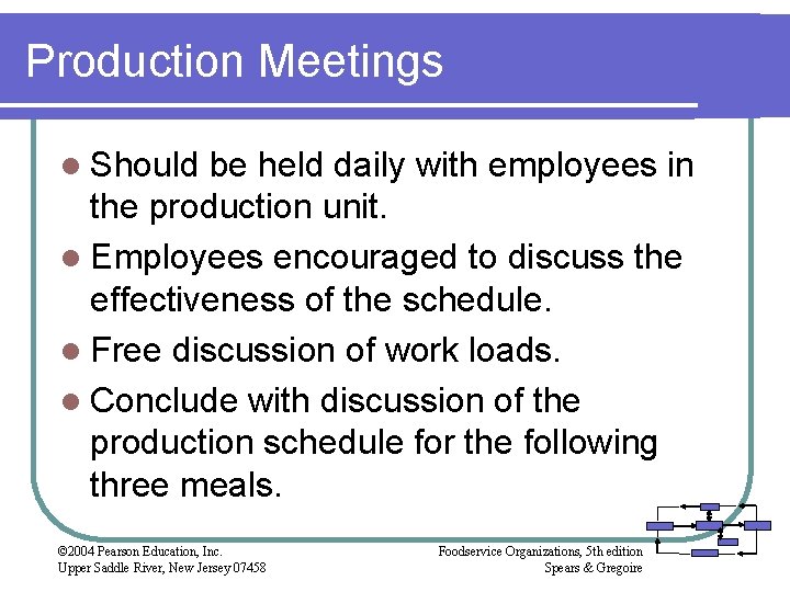 Production Meetings l Should be held daily with employees in the production unit. l