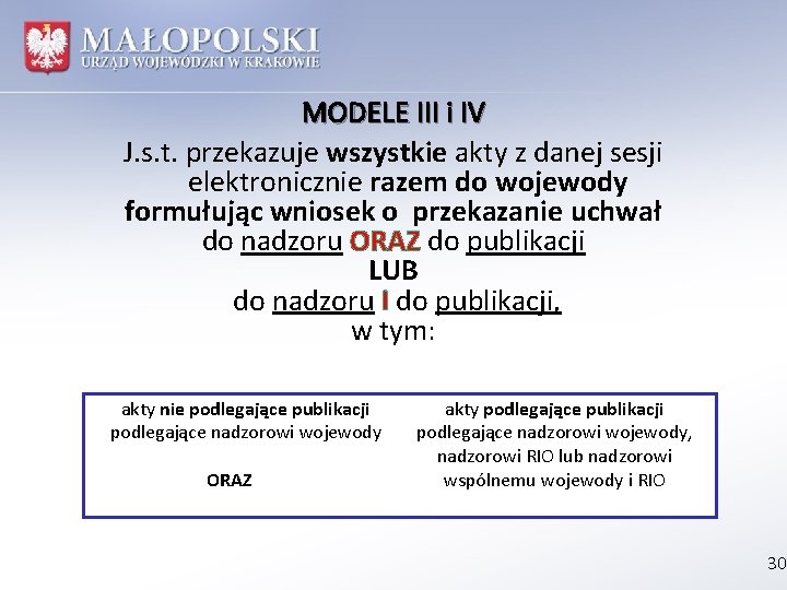 MODELE III i IV J. s. t. przekazuje wszystkie akty z danej sesji elektronicznie