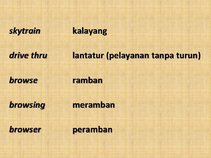 skytrain kalayang drive thru lantatur (pelayanan tanpa turun) browse ramban browsing meramban browser peramban