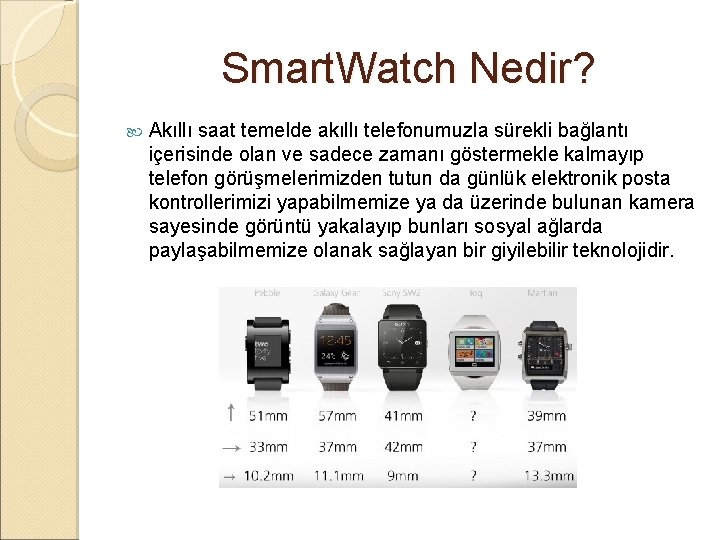 Smart. Watch Nedir? Akıllı saat temelde akıllı telefonumuzla sürekli bağlantı içerisinde olan ve sadece