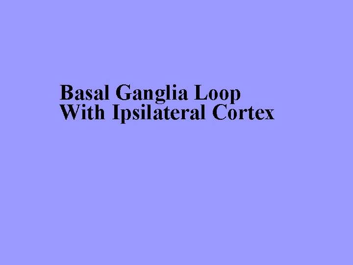 Basal Ganglia Loop With Ipsilateral Cortex 
