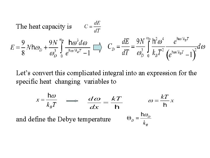 The heat capacity is Let’s convert this complicated integral into an expression for the