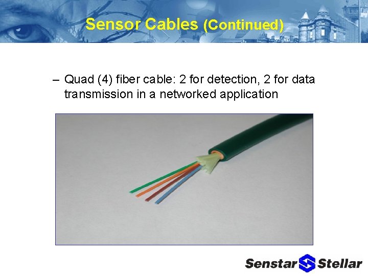 Sensor Cables (Continued) – Quad (4) fiber cable: 2 for detection, 2 for data