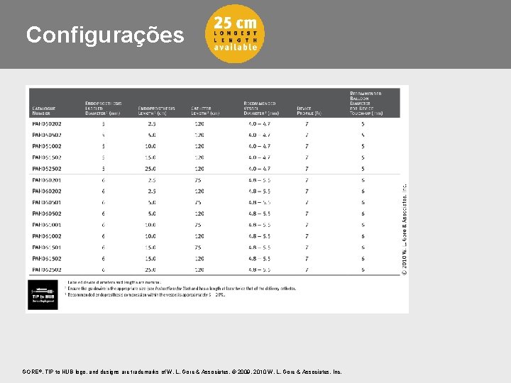 Configurações GORE®, TIP to HUB logo, and designs are trademarks of W. L. Gore