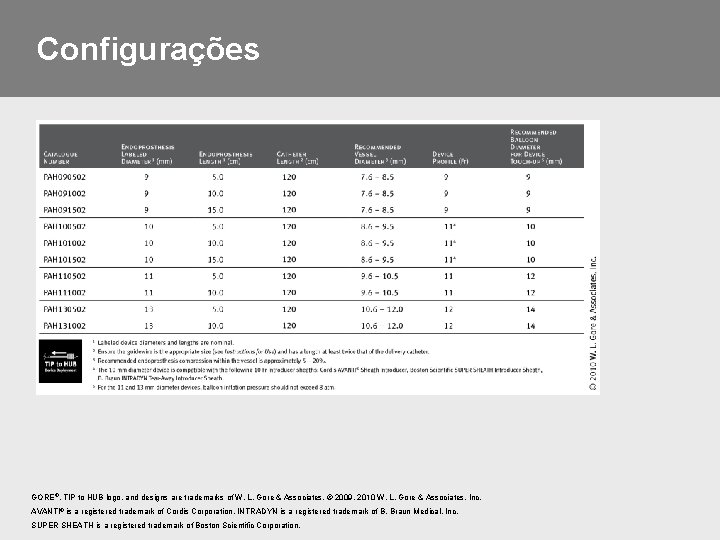 Configurações GORE®, TIP to HUB logo, and designs are trademarks of W. L. Gore