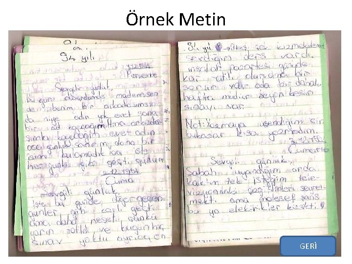 Örnek Metin GERİ 