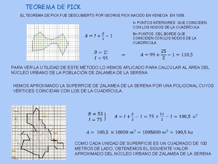 TEOREMA DE PICK EL TEOREMA DE PICK FUE DESCUBIERTO POR GEORGE PICK NACIDO EN